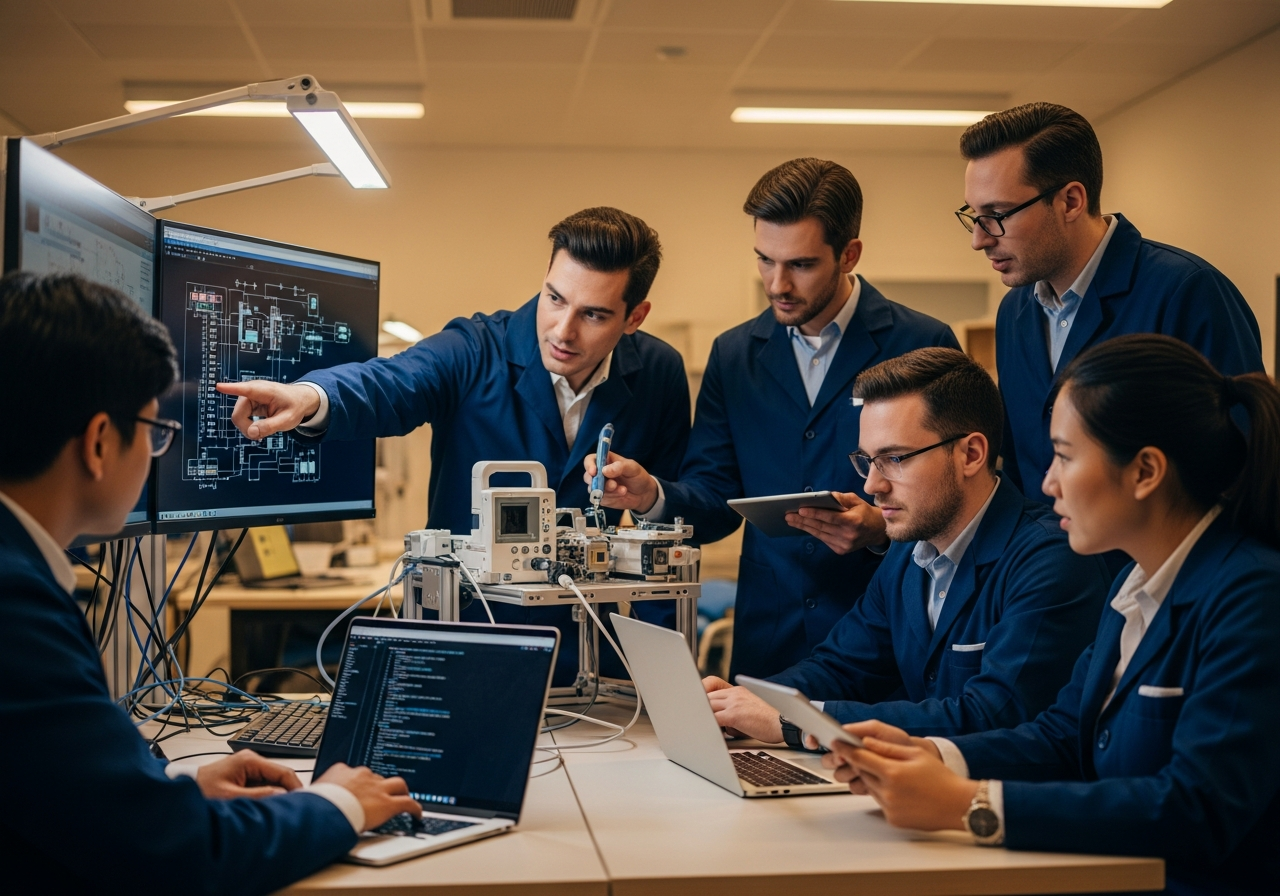 Multidisciplinary engineering team collaborating on a medical device under one roof